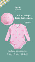 Bikini Manga Larga con Lacitos Rosa 🎀