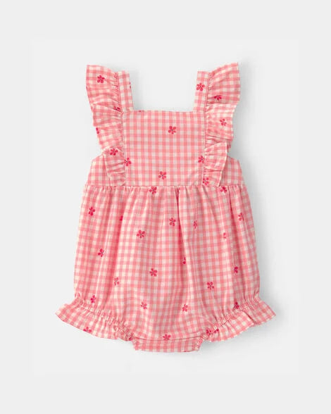 Romper Gingham Flower Carter's