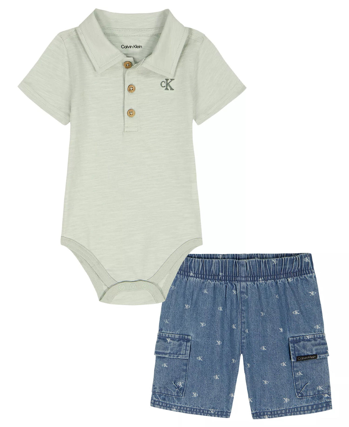 Set de bodysuit tipo polo y shorts - Calvin Klein 👶✨