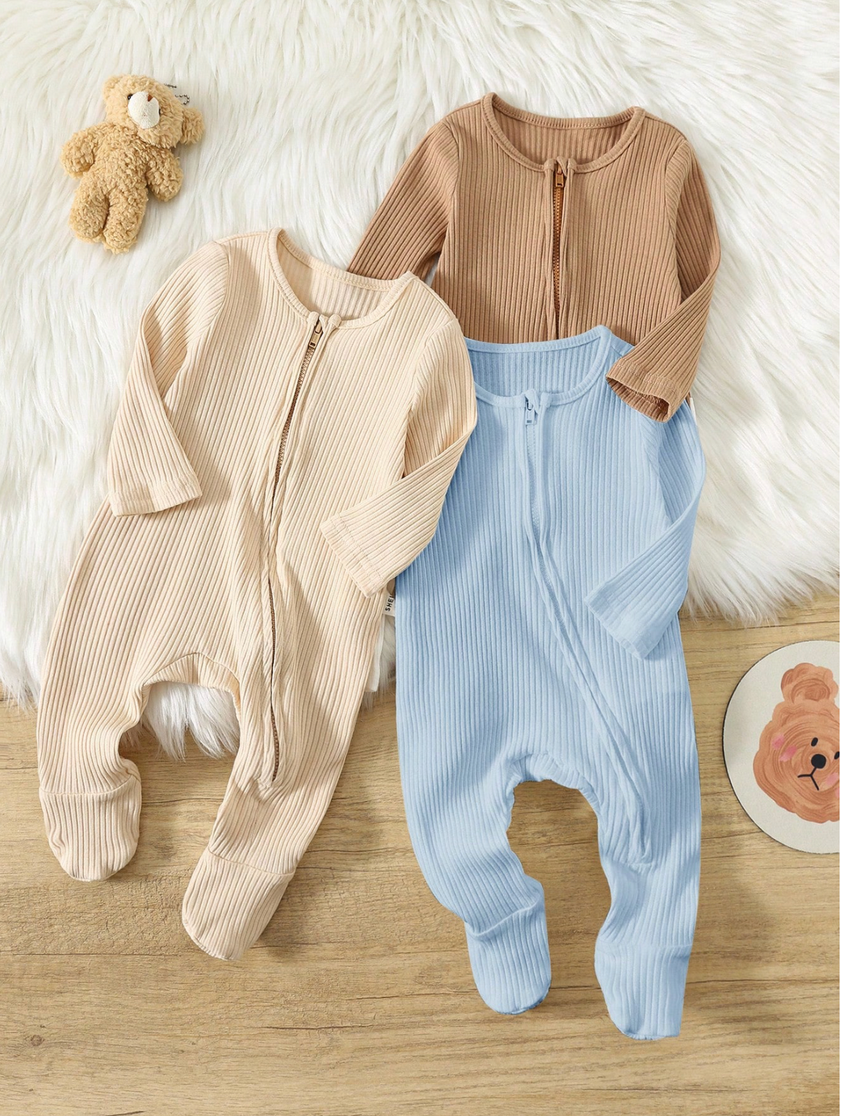 Set de 3 Jumpsuits Recién Nacido Gentle Cotton 🌾