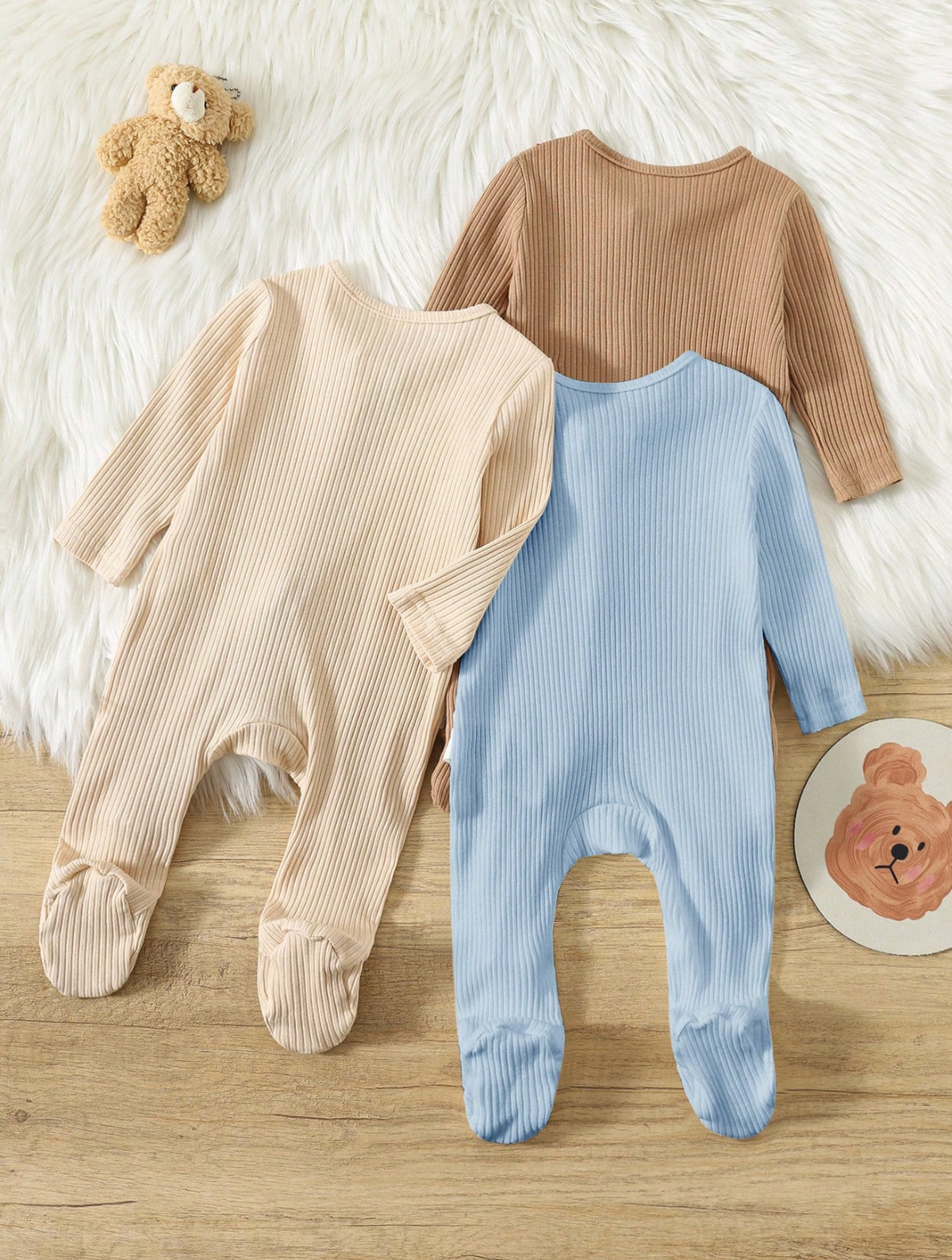 Set de 3 Jumpsuits Recién Nacido Gentle Cotton 🌾