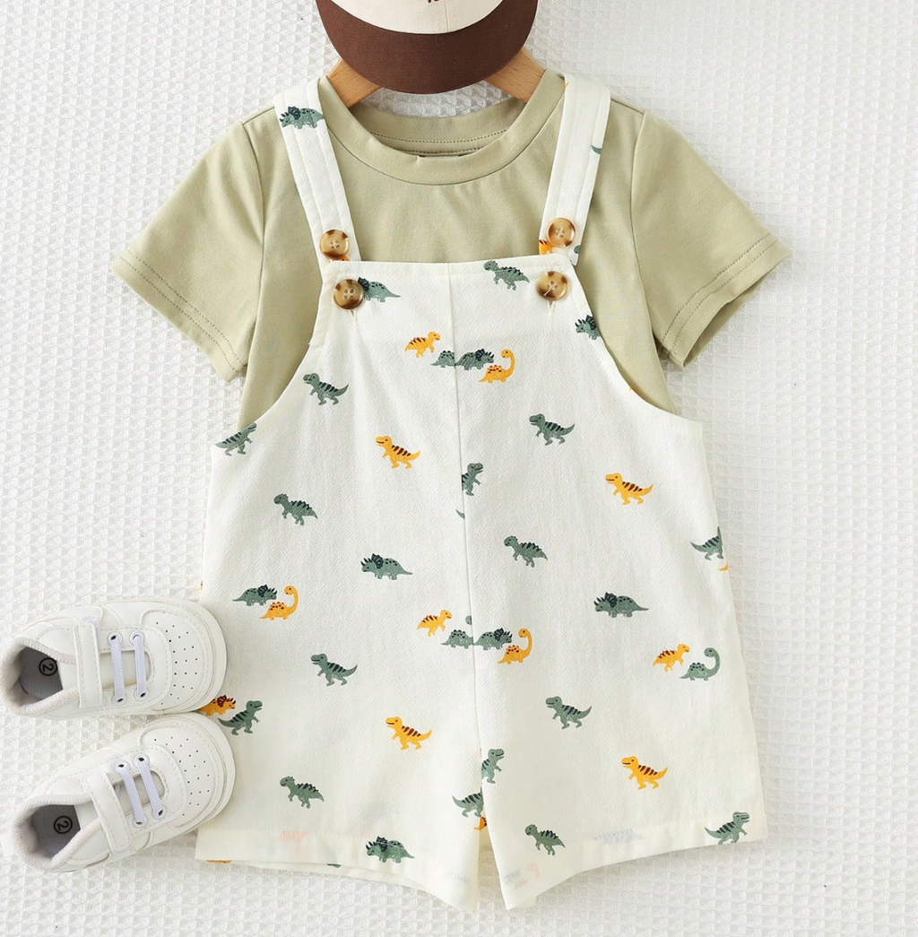 Set de overall y camisa Jurassic Cutie 🦕