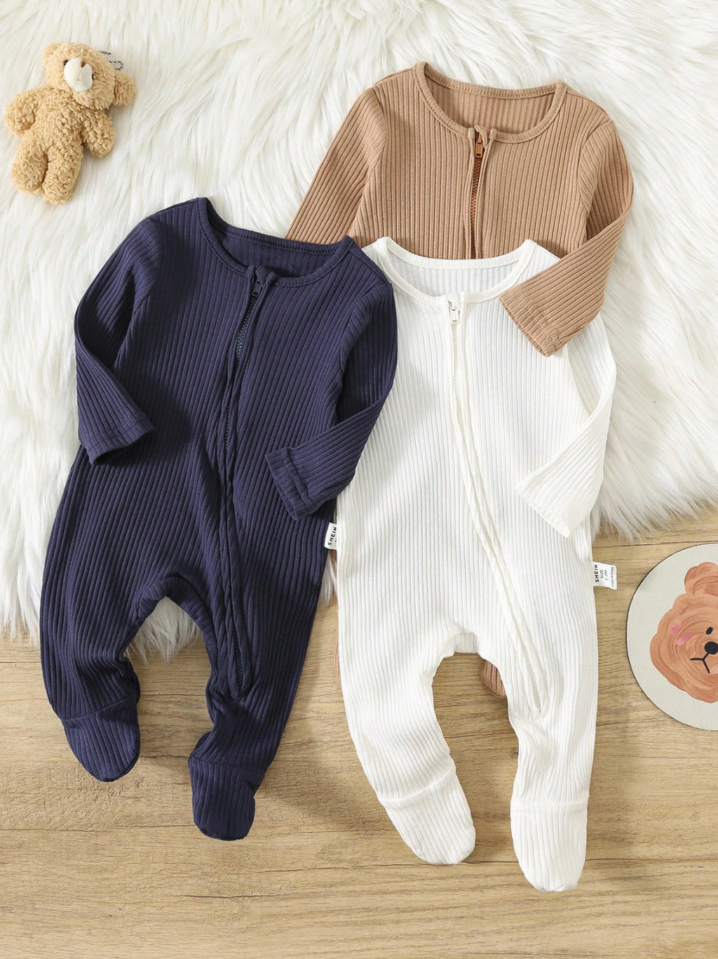 Set de 3 Jumpsuits Recién Nacido Gentle Cotton 🌾
