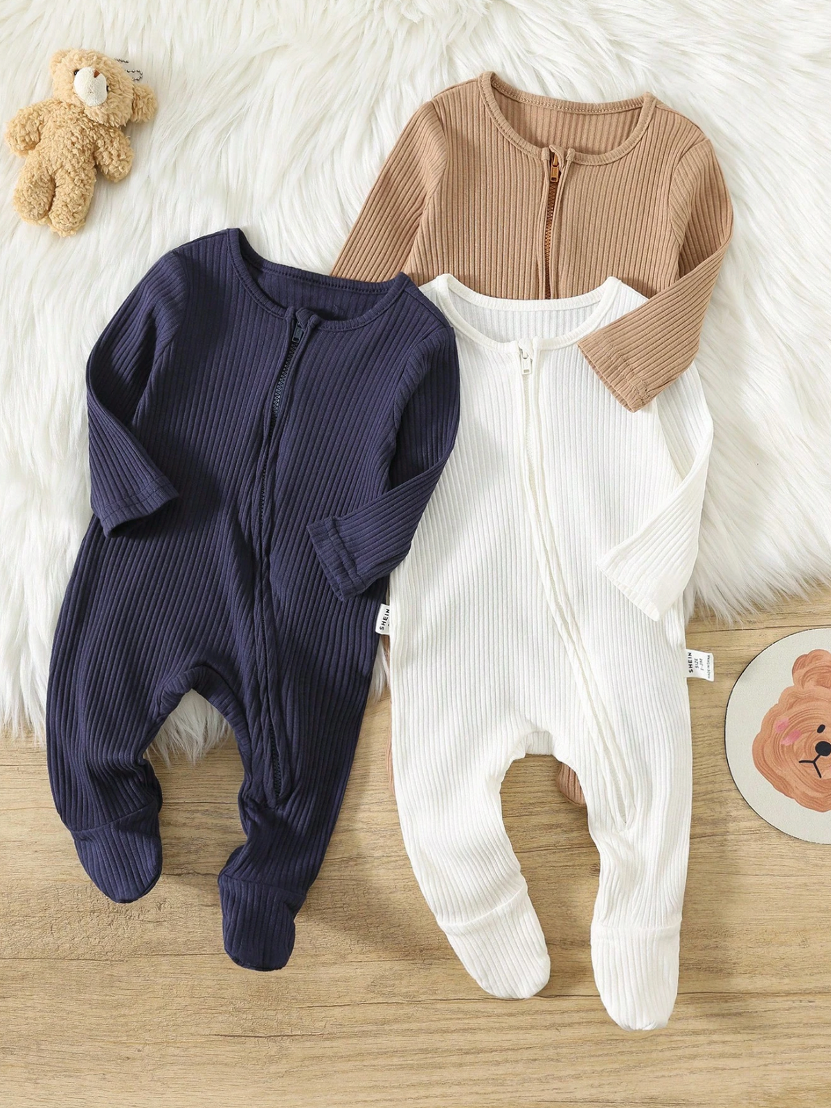 Set de 3 Jumpsuits Recién Nacido Gentle Cotton 🌾
