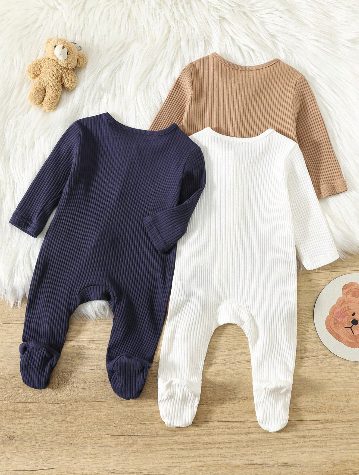 Set de 3 Jumpsuits Recién Nacido Gentle Cotton 🌾