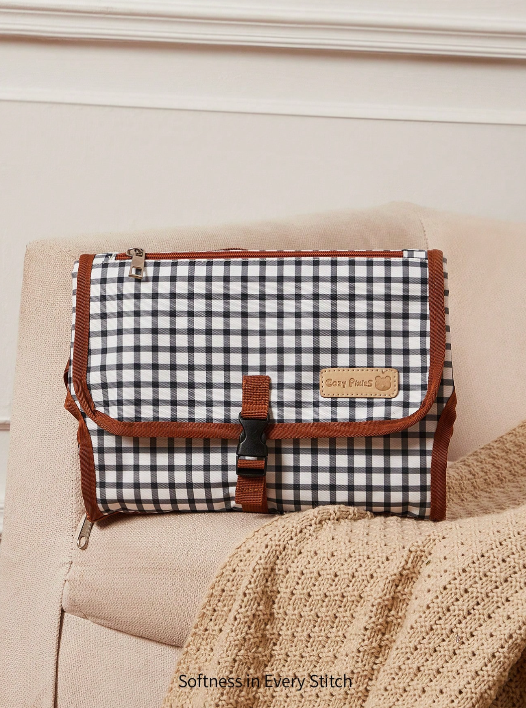 Cambiador Portátil Vichy con Compartimentos 🖤