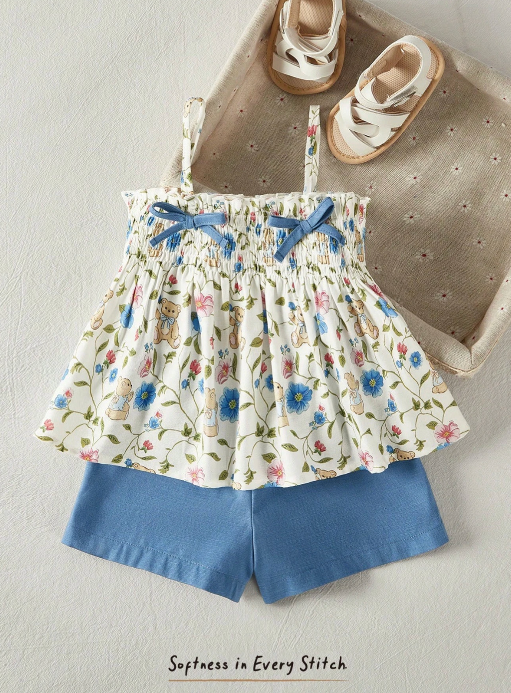 Conjunto Ositos y Flores Azules 🧸🌸