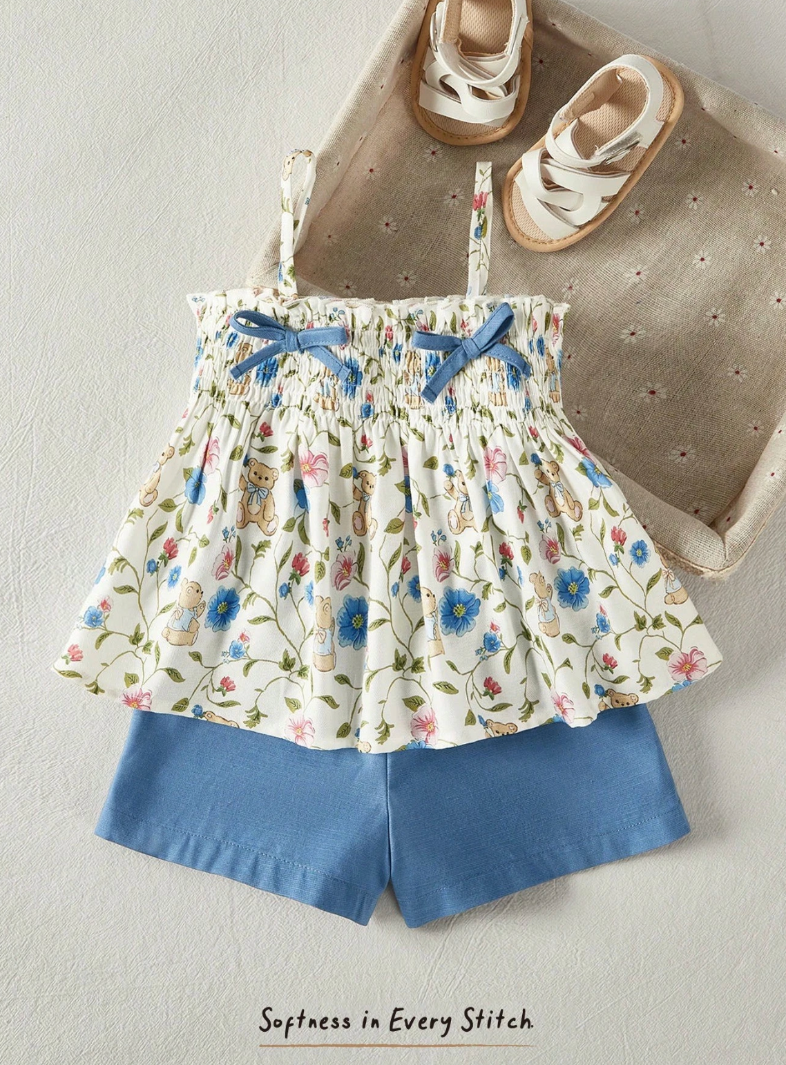 Conjunto Ositos y Flores Azules 🧸🌸