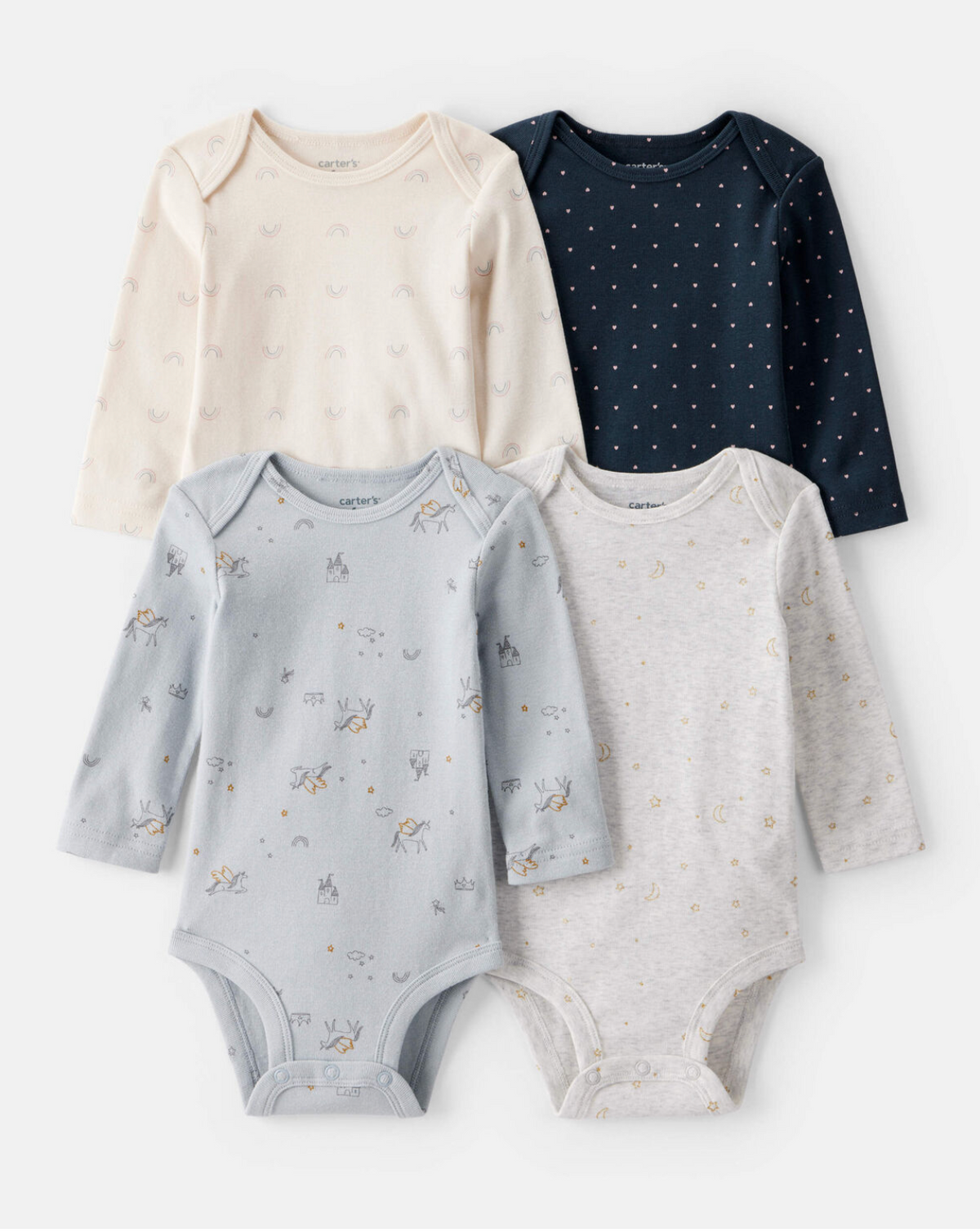 Set de 4 Rompers Manga larga Carter's unicornios 🦄