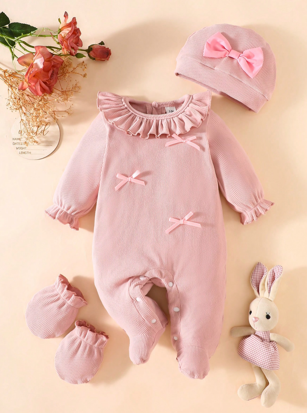Enterizo Recién Nacida Perla 🎀 (3 piezas)