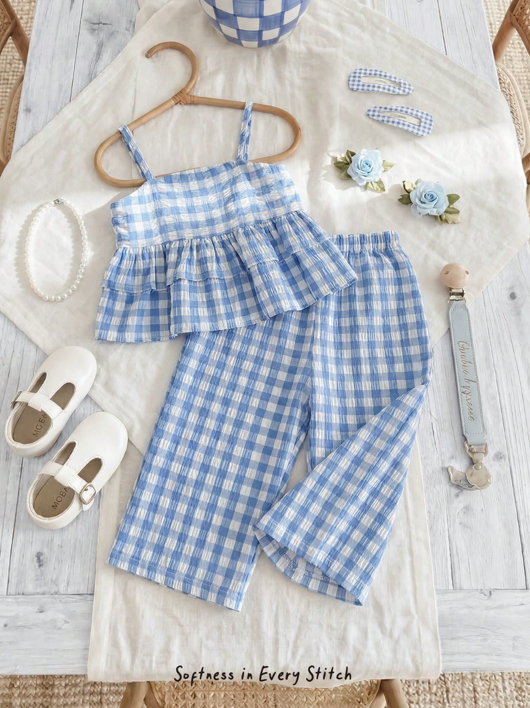 Conjunto Vichy Azul 🩵