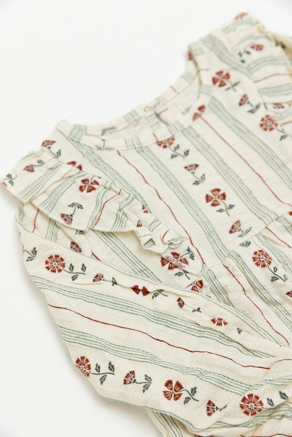 Ruffle Knit Dress Beige Stripe Flower 🌺🌼