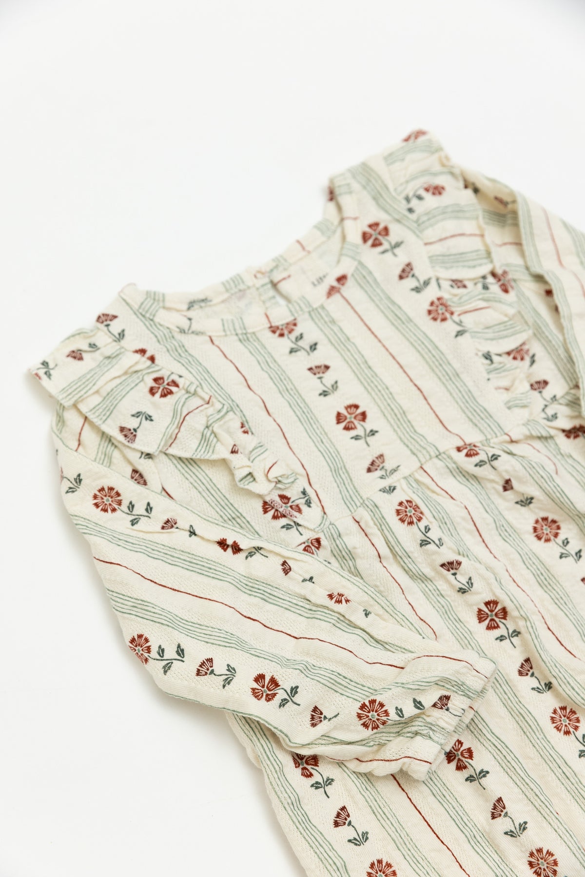 Ruffle Knit Dress Beige Stripe Flower 🌺🌼