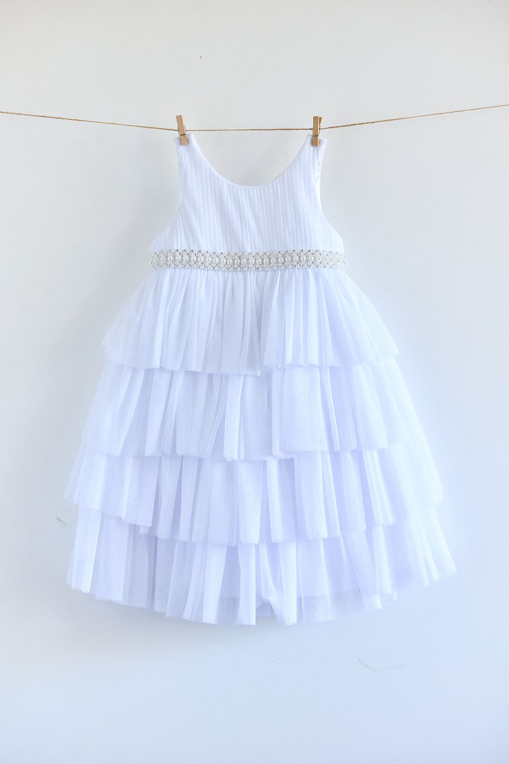 Vestido Blanco con Perlitas y Calzón bebe 🤍