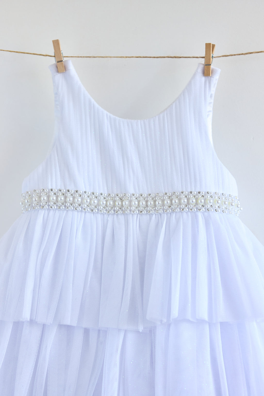 Vestido Blanco con Perlitas y Calzón bebe 🤍